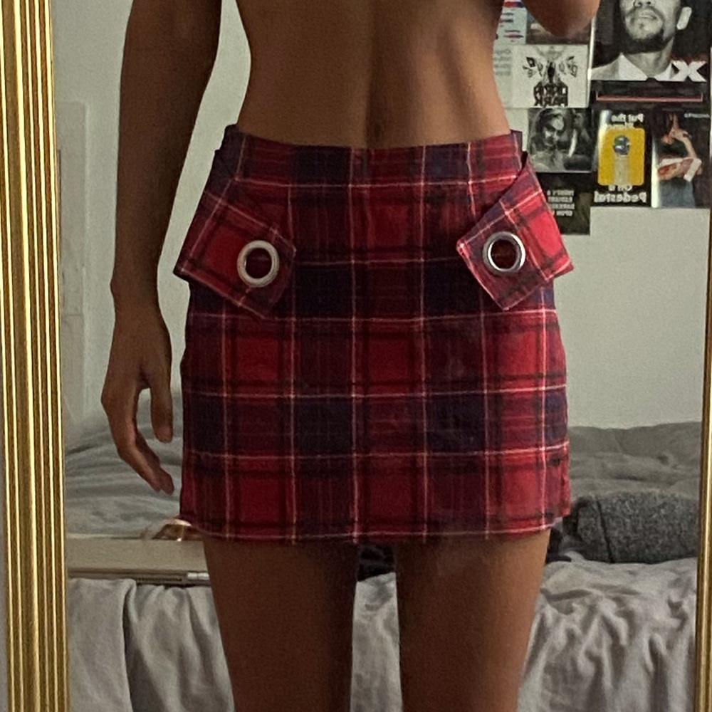 Urban Outfitters Red Plaid Mini Skirt